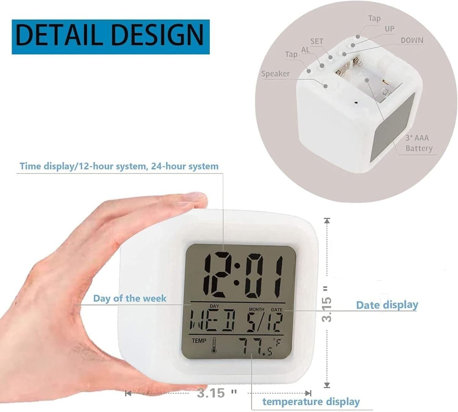 Sveglia a LED con gatto carino per bambini 7 colori luminosi Orologio digitale in Sveglie CL Store - Battipaglia, commercioVirtuoso.it