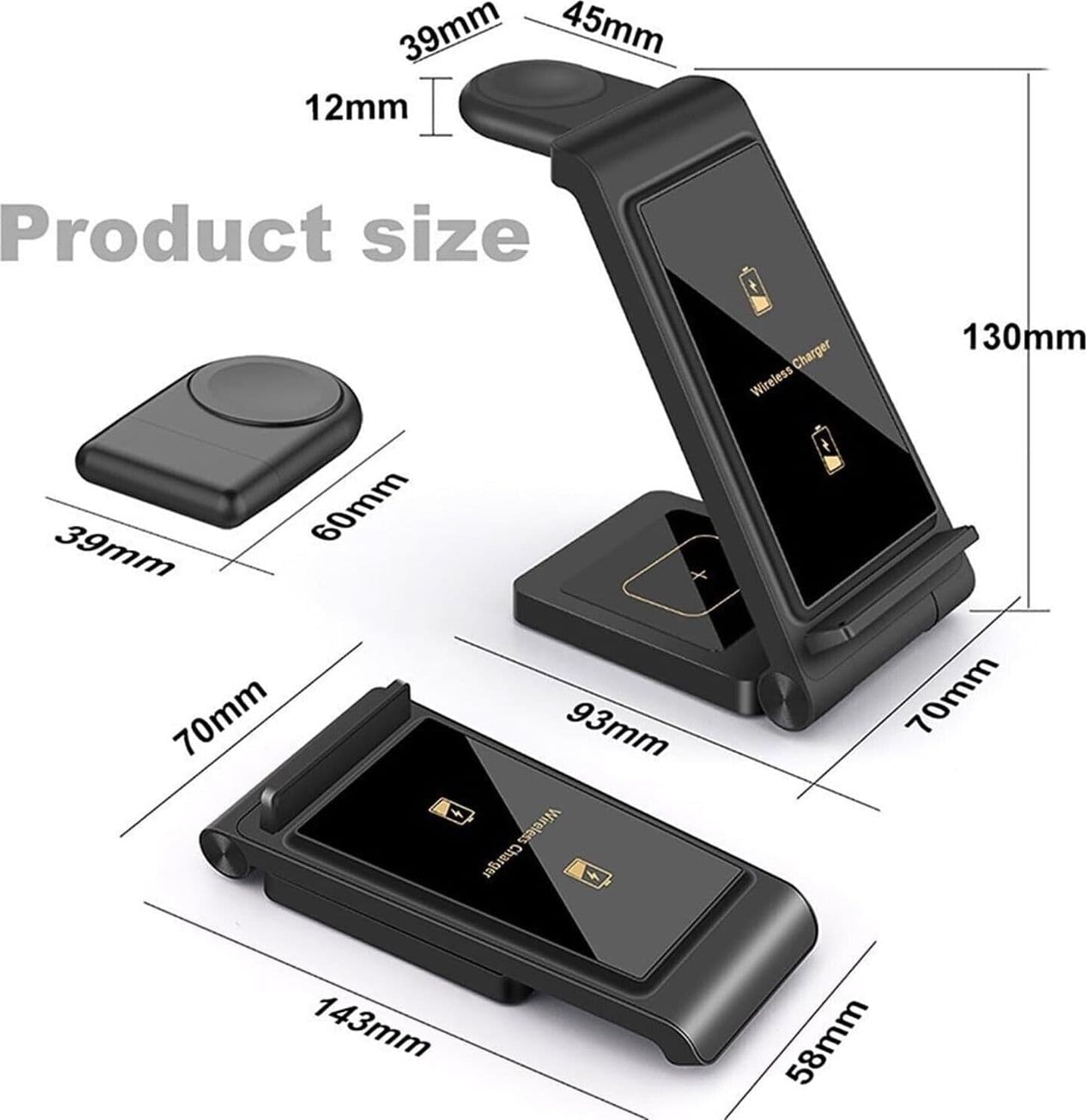 Caricabatterie wireless da 15 W Supporto pieghevole 3 in 1 for IPhone 14 13 12 in Caricabatterie a induzione CL Store - Battipaglia, commercioVirtuoso.it