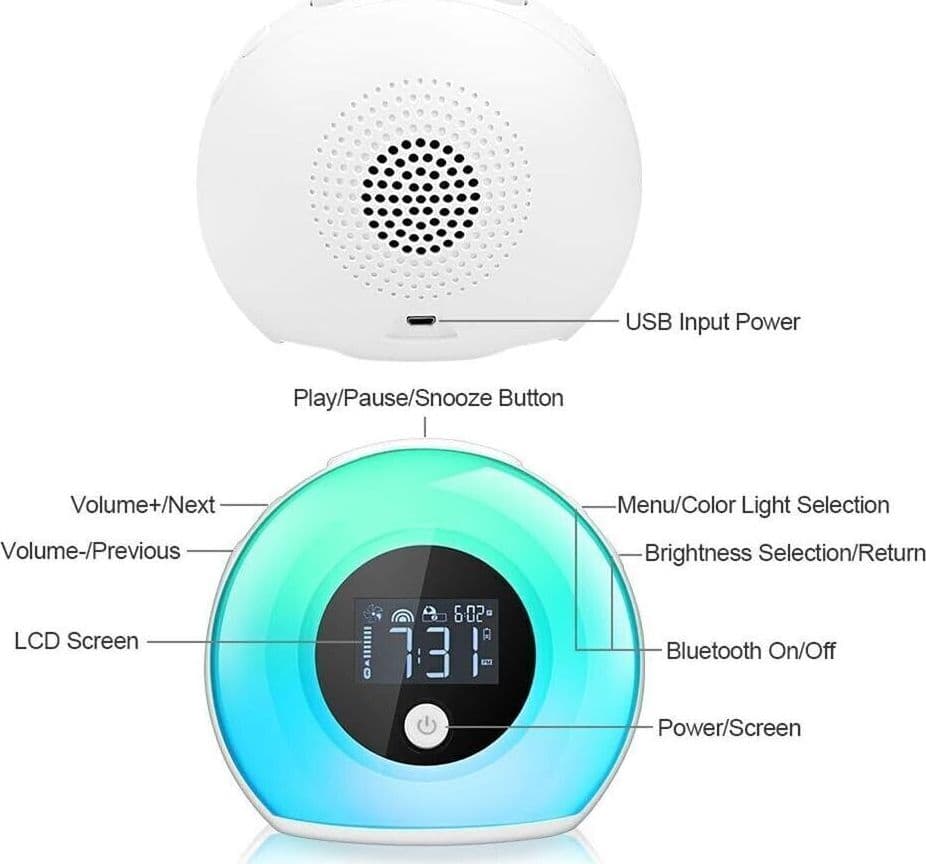 Altoparlante Bluetooth con luce sveglia, Lampada da tavolo Sveglia, Lampada in Wake-up Light CL Store - Battipaglia, commercioVirtuoso.it