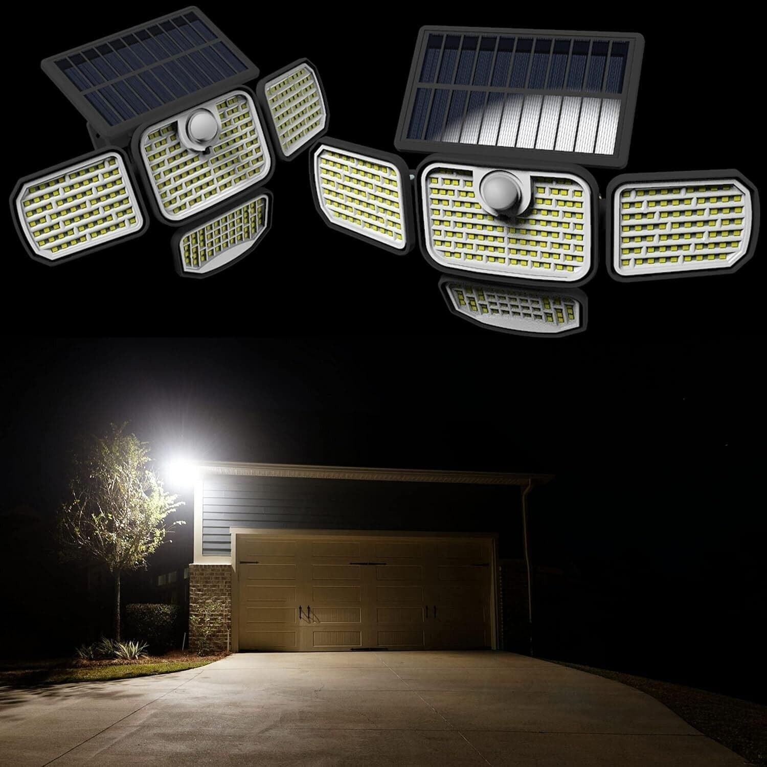 Luci a energia solare, 2 PK 3 teste 286 LED per esterni con sensore di movimento in Lampade da parete CL Store - Battipaglia, commercioVirtuoso.it