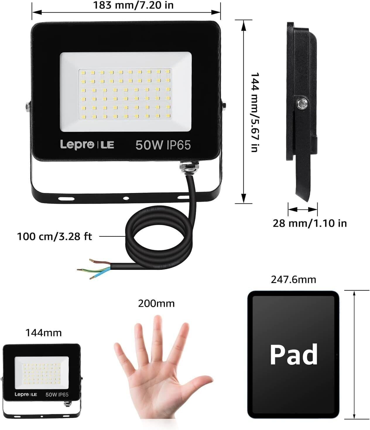 Faretto LED da Esterno 50W, Faro LED Esterno Impermeabile IP65, Proiettore in Proiettori CL Store - Battipaglia, commercioVirtuoso.it