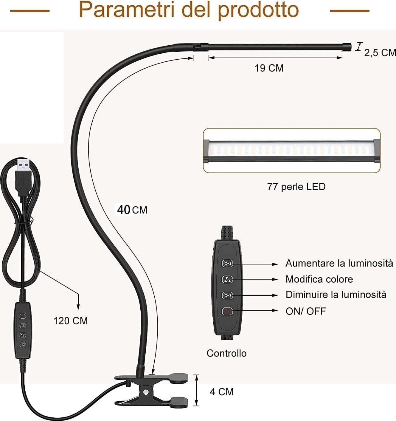 iZELL Lampada da Scrivania 77 LED, Potere Illuminante Notevole, 40CM Lampada in Lampade da lavoro CL Store - Battipaglia, commercioVirtuoso.it