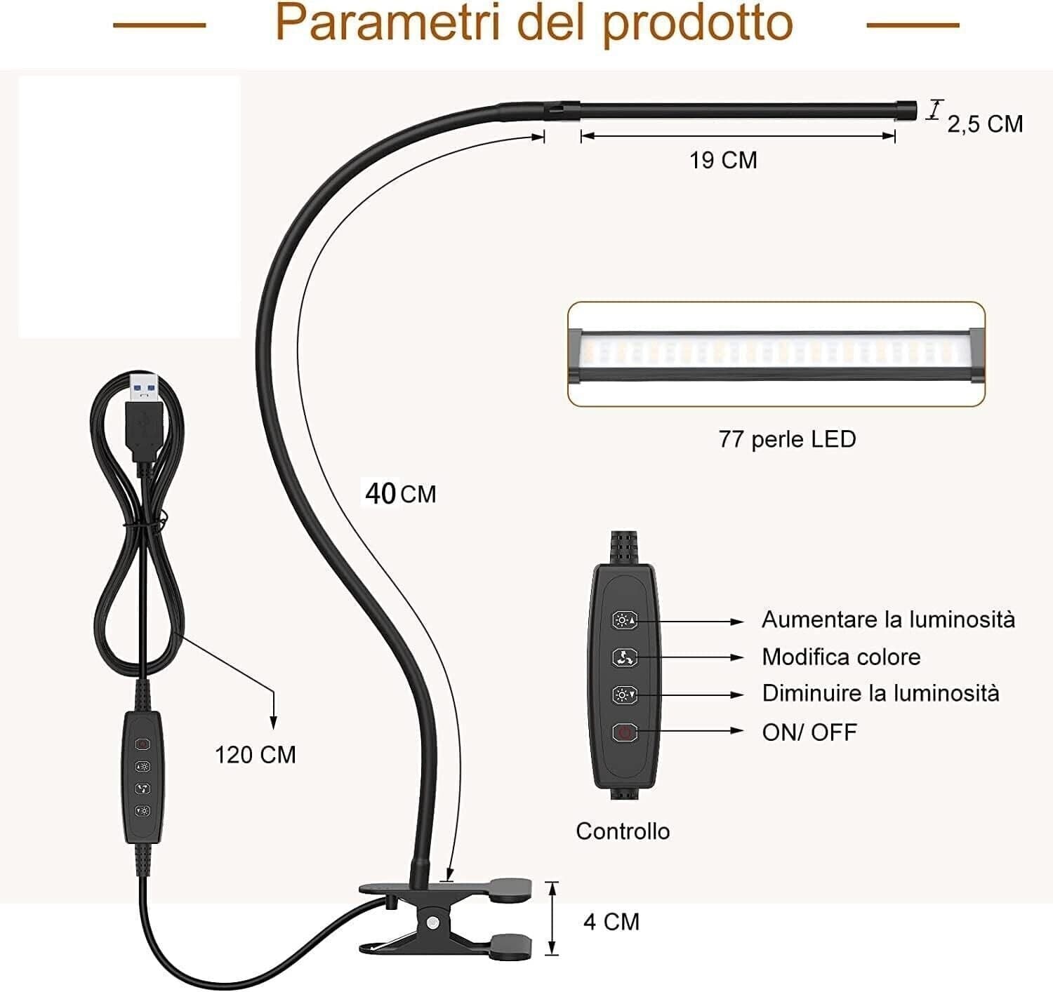 iZELL Lampada da Scrivania 77 LED, Potere Illuminante Notevole, 40CM Lampada in Lampade da lavoro CL Store - Battipaglia, commercioVirtuoso.it