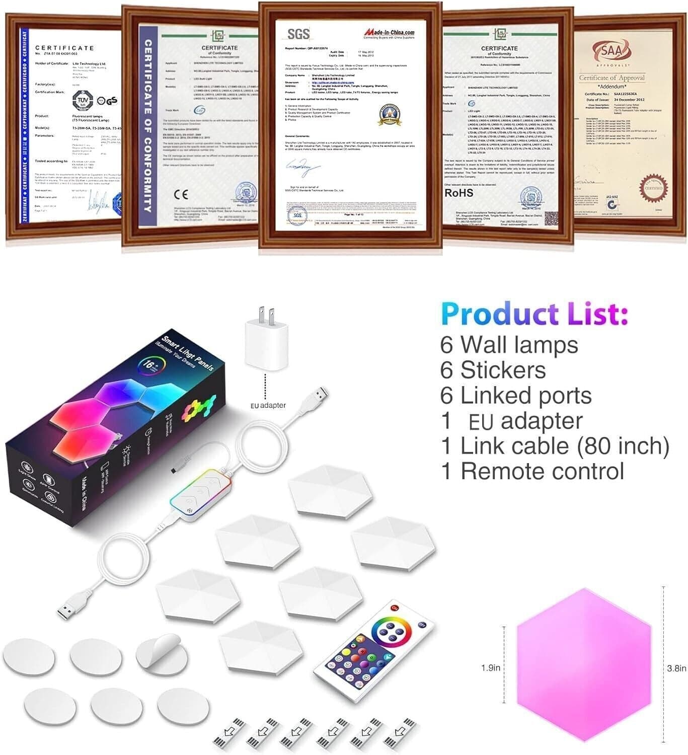 LPMYLME Luce A Led Esagonale, Atmosfera di Gioco Luci Fai-da-te Starter Kit in Mood Lights CL Store - Battipaglia, commercioVirtuoso.it