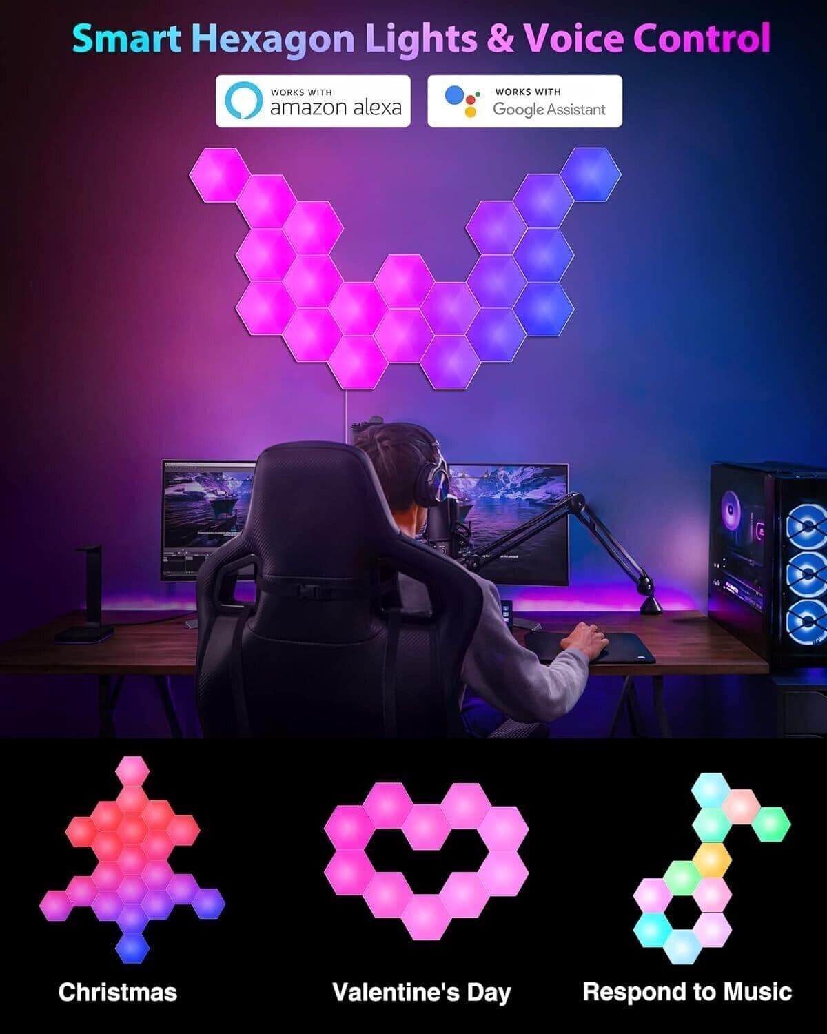 LPMYLME Luce A Led Esagonale, Atmosfera di Gioco Luci Fai-da-te Starter Kit in Mood Lights CL Store - Battipaglia, commercioVirtuoso.it