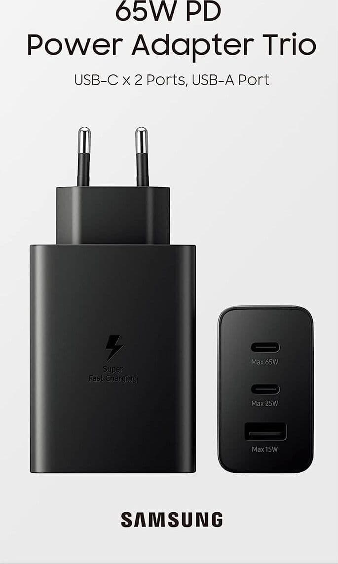 SAMSUNG EP-T6530 Caricabatterie Tre Porte Super Fast Charging Trio (65W), Nero in Caricabatterie da muro CL Store - Battipaglia, commercioVirtuoso.it