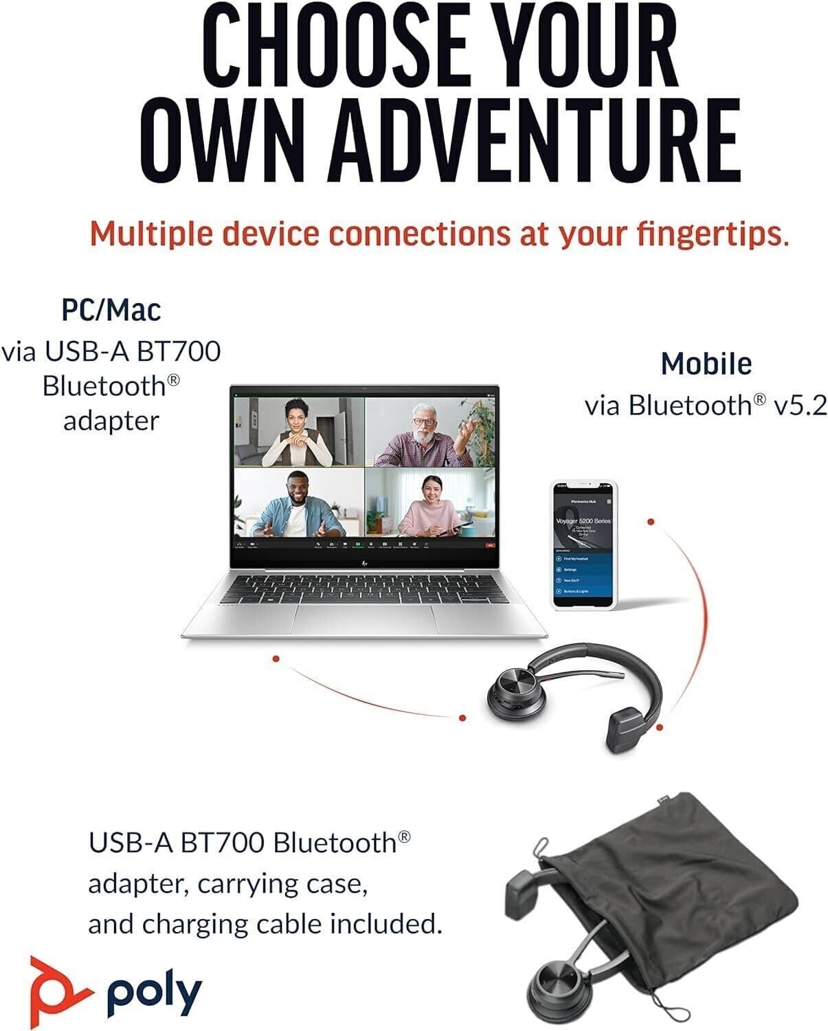 Poly Voyager 4310 UC wireless - Mono Premium USB A - Cuffie Bluetooth, in Cuffie Over-Ear CL Store - Battipaglia, commercioVirtuoso.it