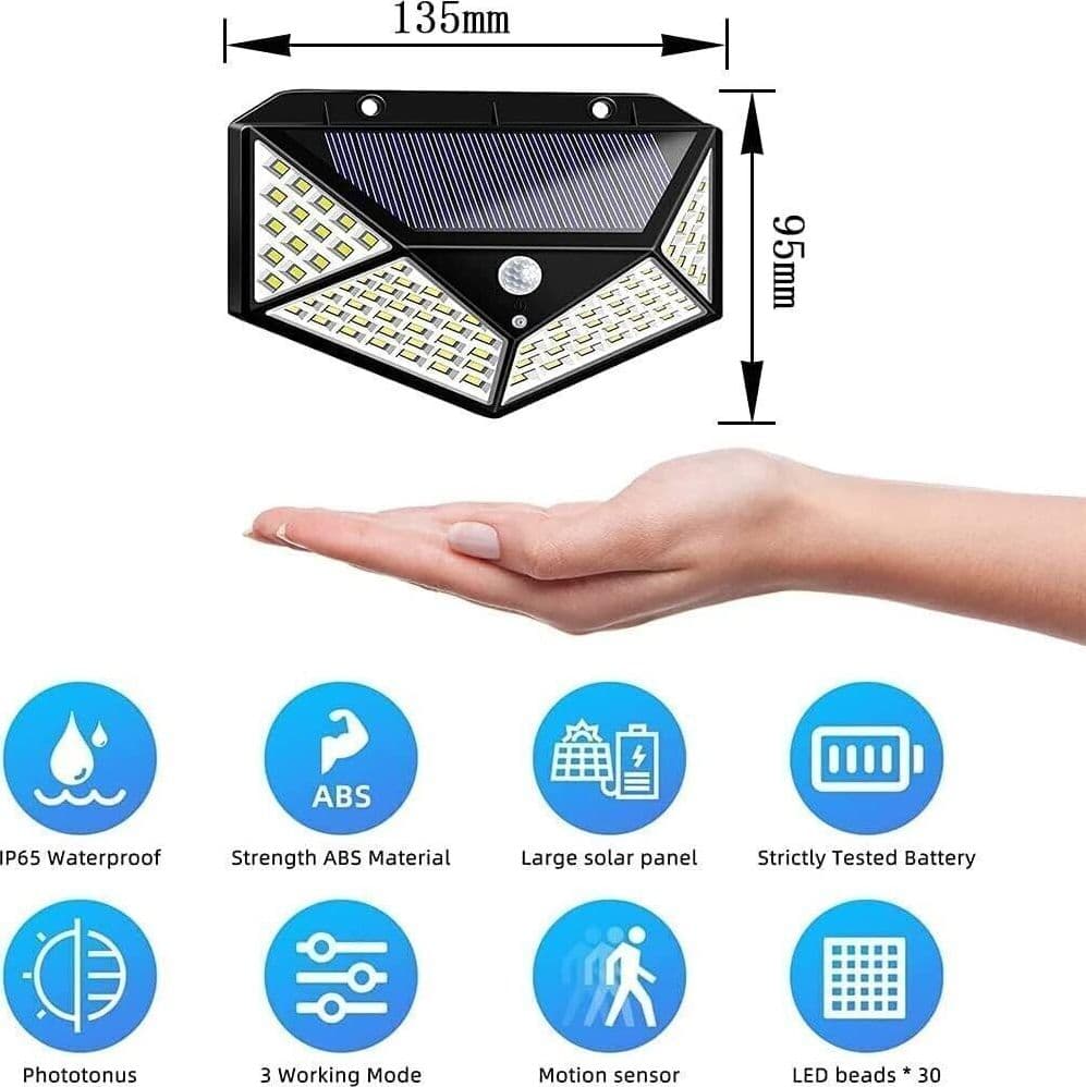 Faro faretto lampada luce da Esterno 100 Led solare con sensore movimento in Luci di sicurezza CL Store - Battipaglia, commercioVirtuoso.it