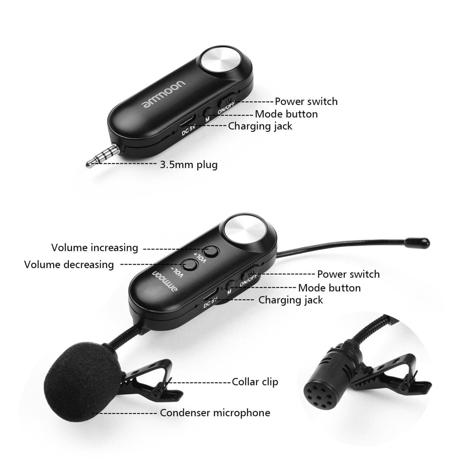 Ammoon U260 Versione per cellulare UHF Microfono wireless multiuso Lavalier in Microfoni esterni CL Store - Battipaglia, commercioVirtuoso.it