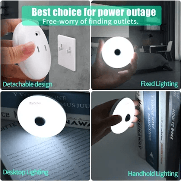 Luce notturna portatile, luci notturne a LED bianco caldo Sensore dal crepuscolo in Luci notturne per bambini CL Store - Battipaglia, commercioVirtuoso.it