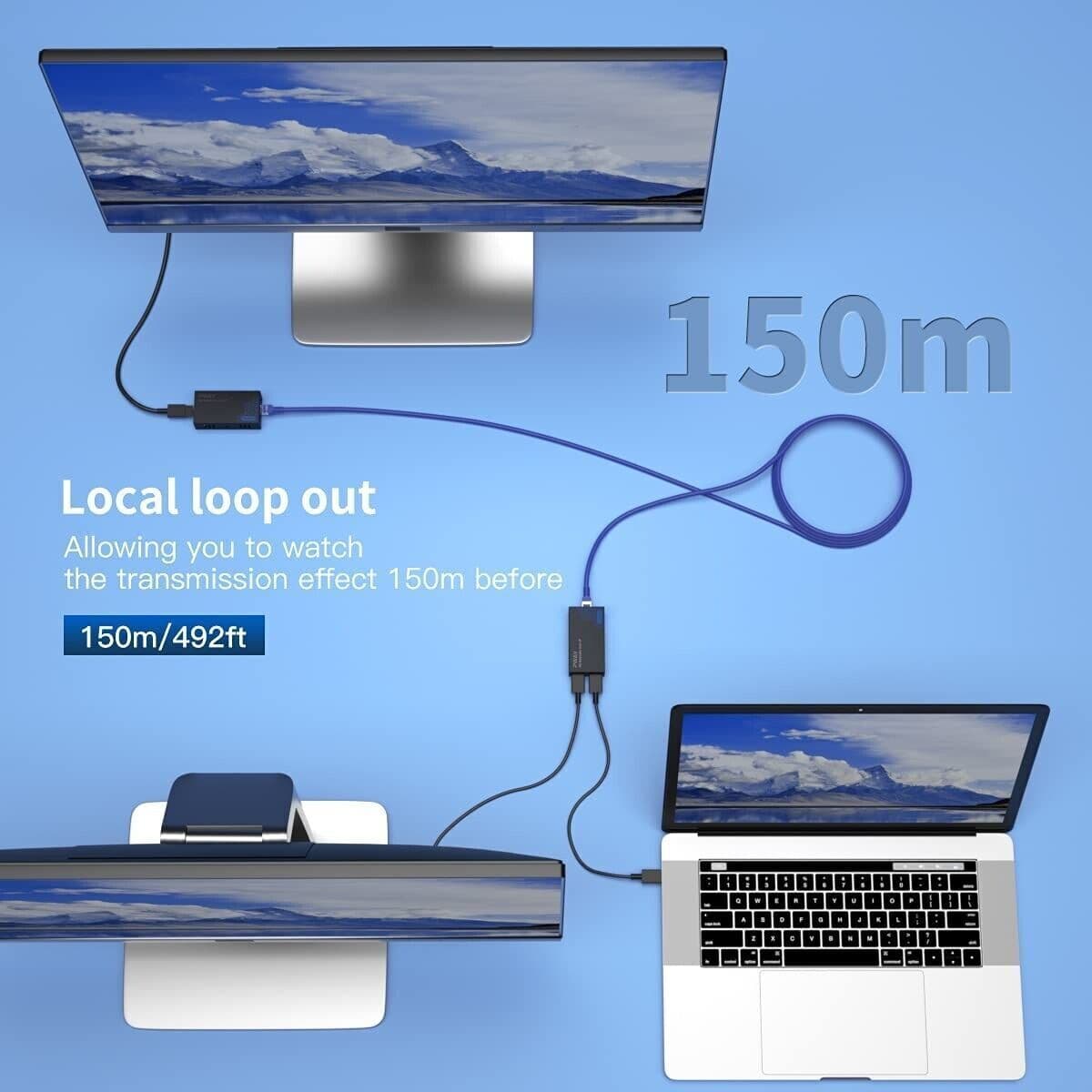 Extender HDMI su IP 150m/492ft 150m Trasmissione Tramite Cavo di Rete Cat5e in Cavi HDMI CL Store - Battipaglia, commercioVirtuoso.it