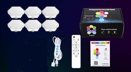 Esagonali Muro LED Luci 6PCS Esagonale Gaming RGB Pannelli, Sincronizzazione in Applique CL Store - Battipaglia, commercioVirtuoso.it