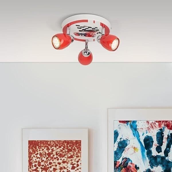 Lampada BRILLIANT Racing LED Spot Rondell 3flg rosso/bianco-nero, 3x LED-PAR51 in Faretti da soffitto CL Store - Battipaglia, commercioVirtuoso.it