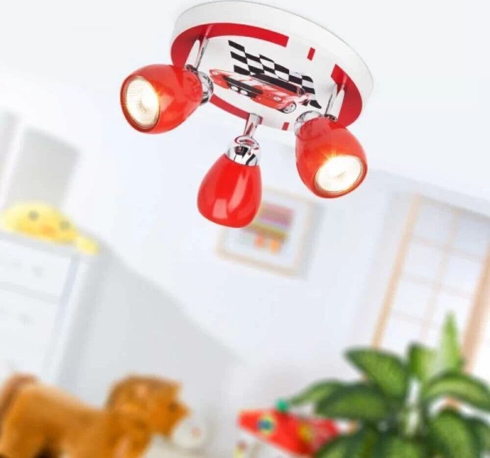 Lampada BRILLIANT Racing LED Spot Rondell 3flg rosso/bianco-nero, 3x LED-PAR51 in Faretti da soffitto CL Store - Battipaglia, commercioVirtuoso.it