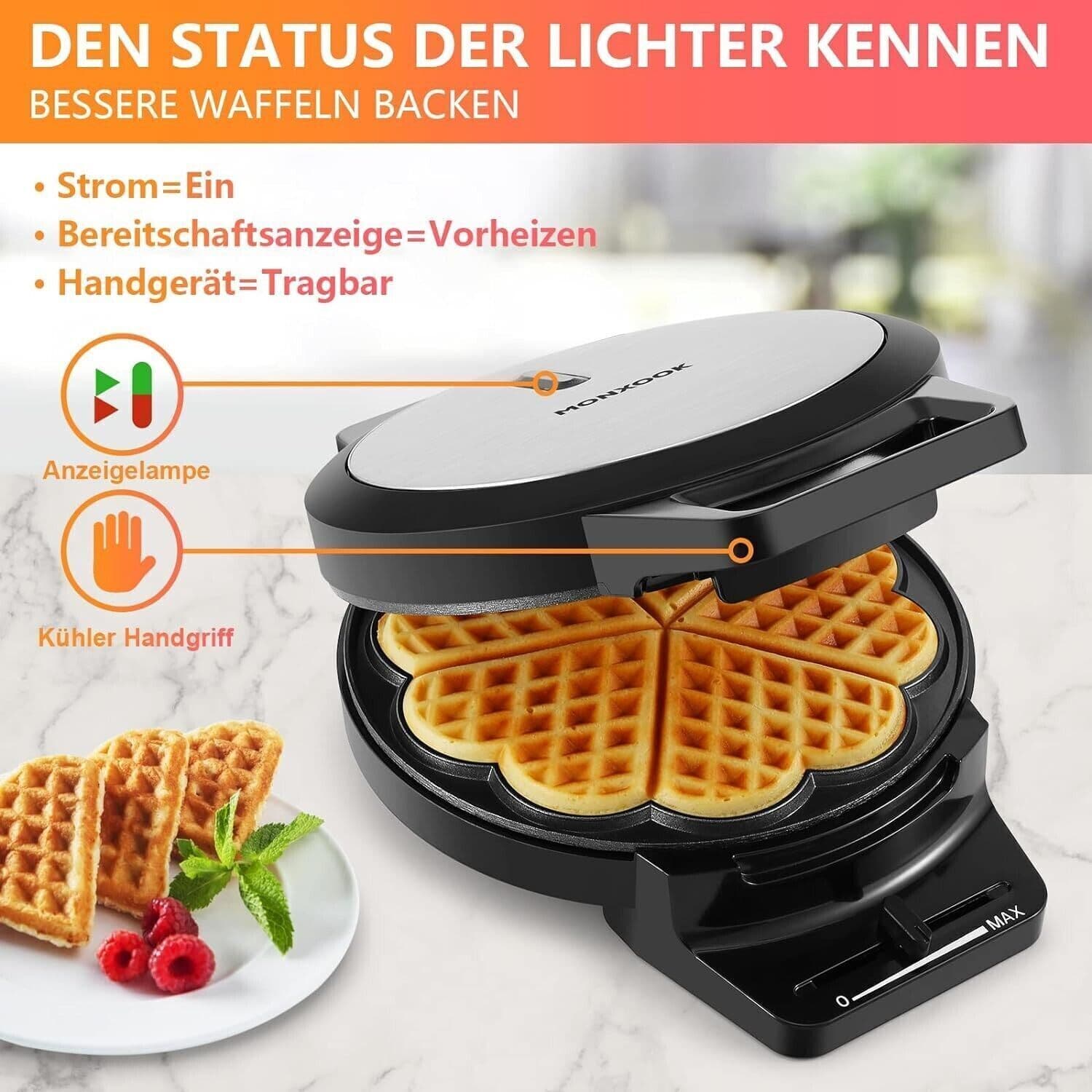 Piastra per Waffle a Forma di Cuore, Rivestimento Antiaderente 5 Waffle 1000w in Macchine per Waffle CL Store - Battipaglia, commercioVirtuoso.it