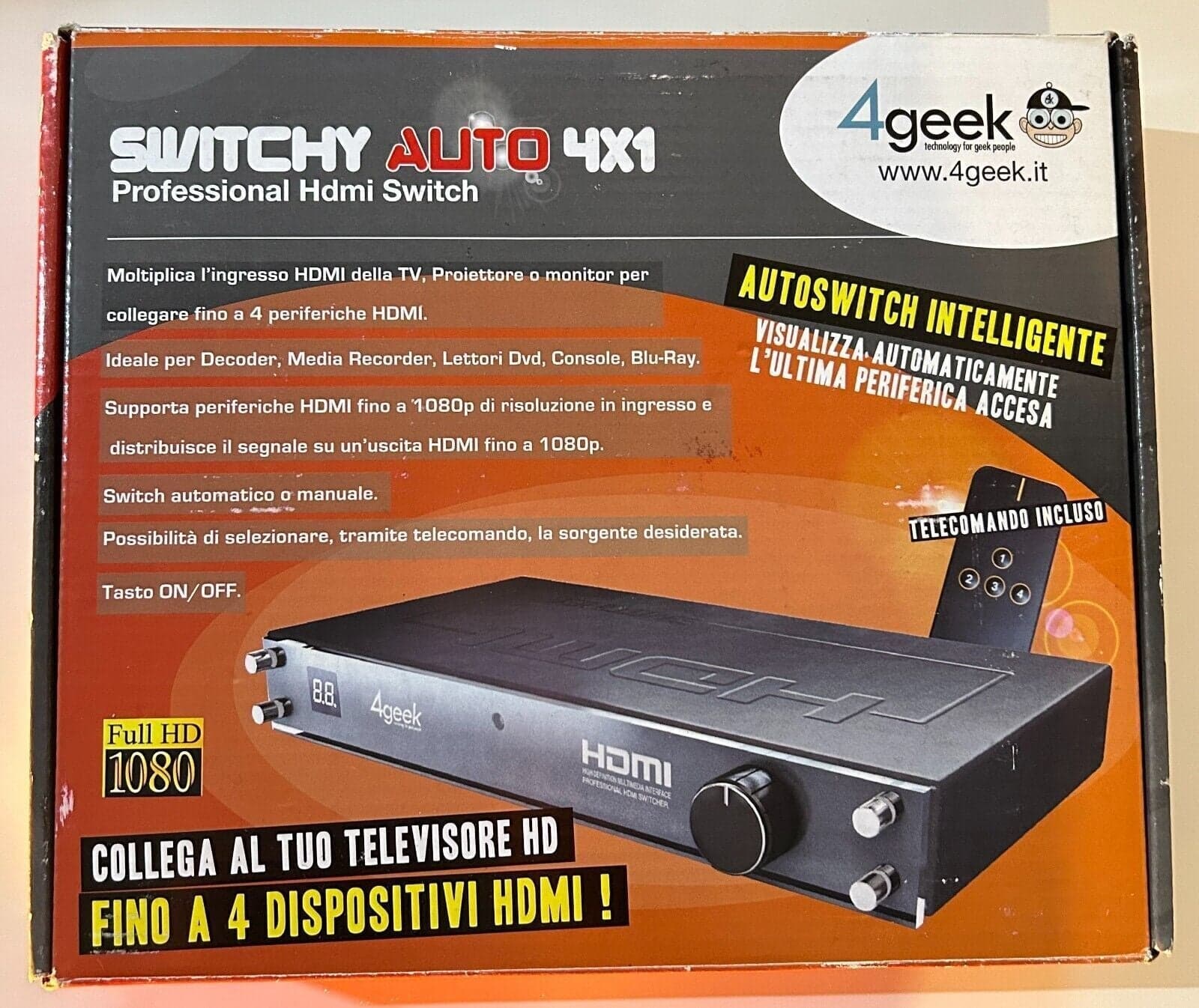 4geek Switchy Auto 4x1 Professional HDMI Switch Autoswitch intelligente Full HD in Selettori audio-video CL Store - Battipaglia, commercioVirtuoso.it