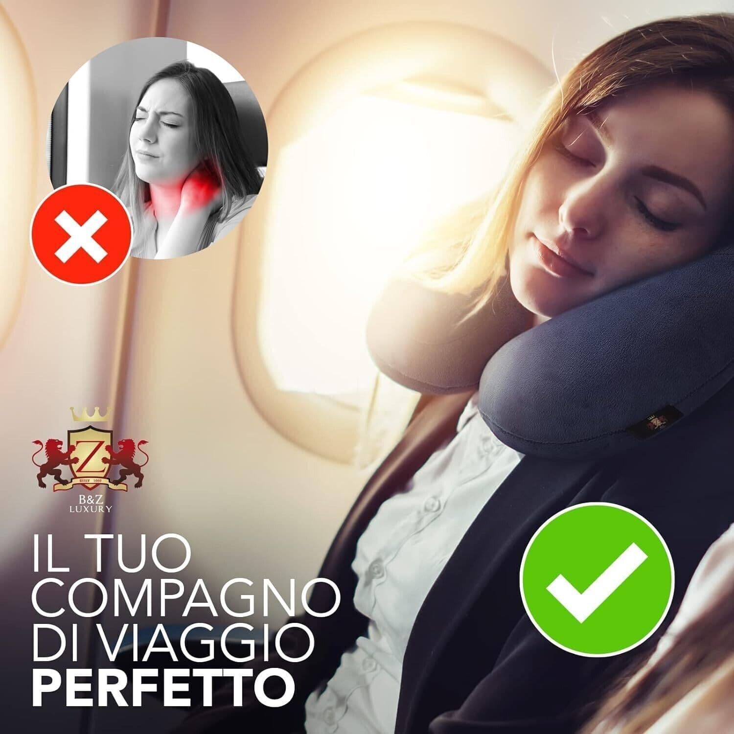 Cuscino collo viaggio gonfiabile, ergonomico soffice in VELLUTINO, cuscino in Cuscini da viaggio CL Store - Battipaglia, commercioVirtuoso.it