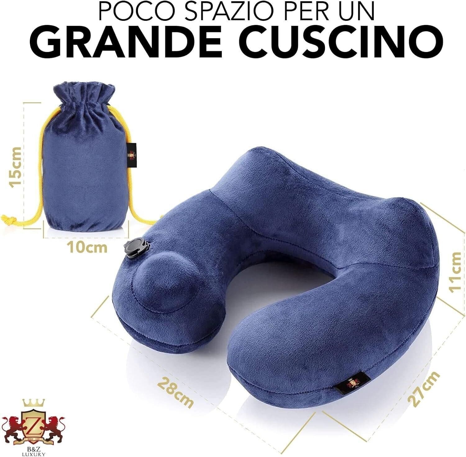 Cuscino collo viaggio gonfiabile, ergonomico soffice in VELLUTINO, cuscino in Cuscini da viaggio CL Store - Battipaglia, commercioVirtuoso.it
