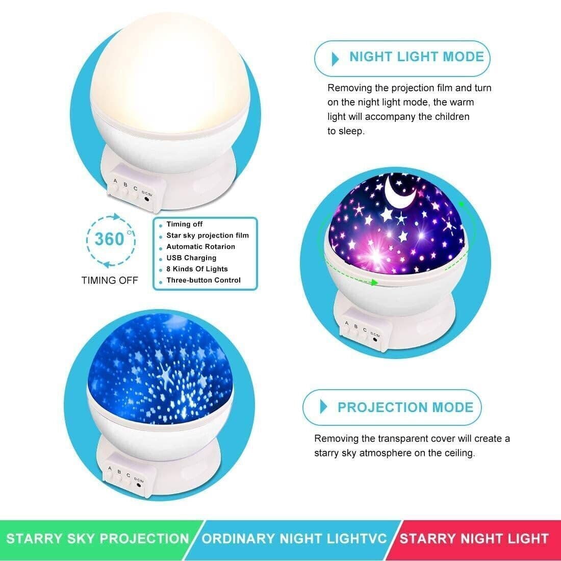 Proiettore Stellare Luci Notturne per Bambini, Regali Divertenti per Ragazzi in Luci notturne per bambini CL Store - Battipaglia, commercioVirtuoso.it