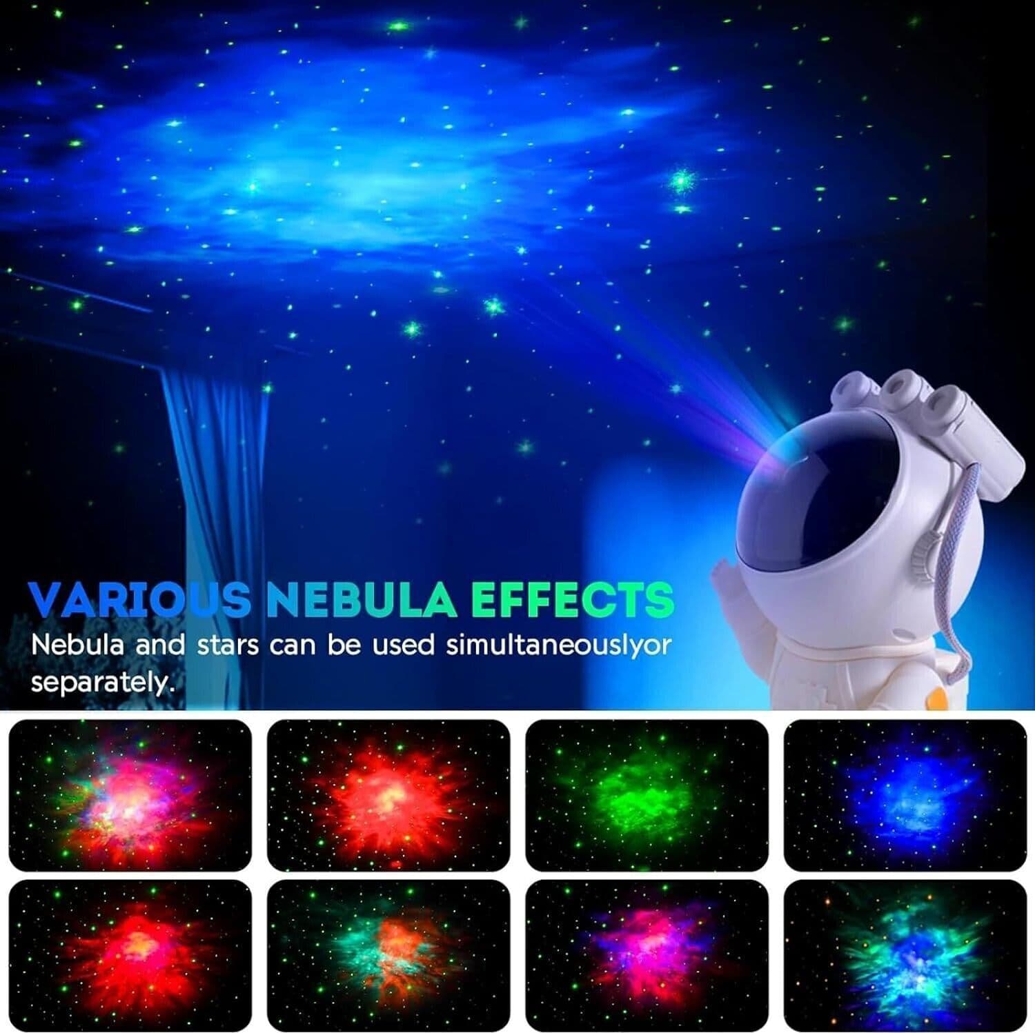 Luce Notturna a forma di astronauta, Proiettore con Nebulosa, Timer in Luci notturne per bambini CL Store - Battipaglia, commercioVirtuoso.it