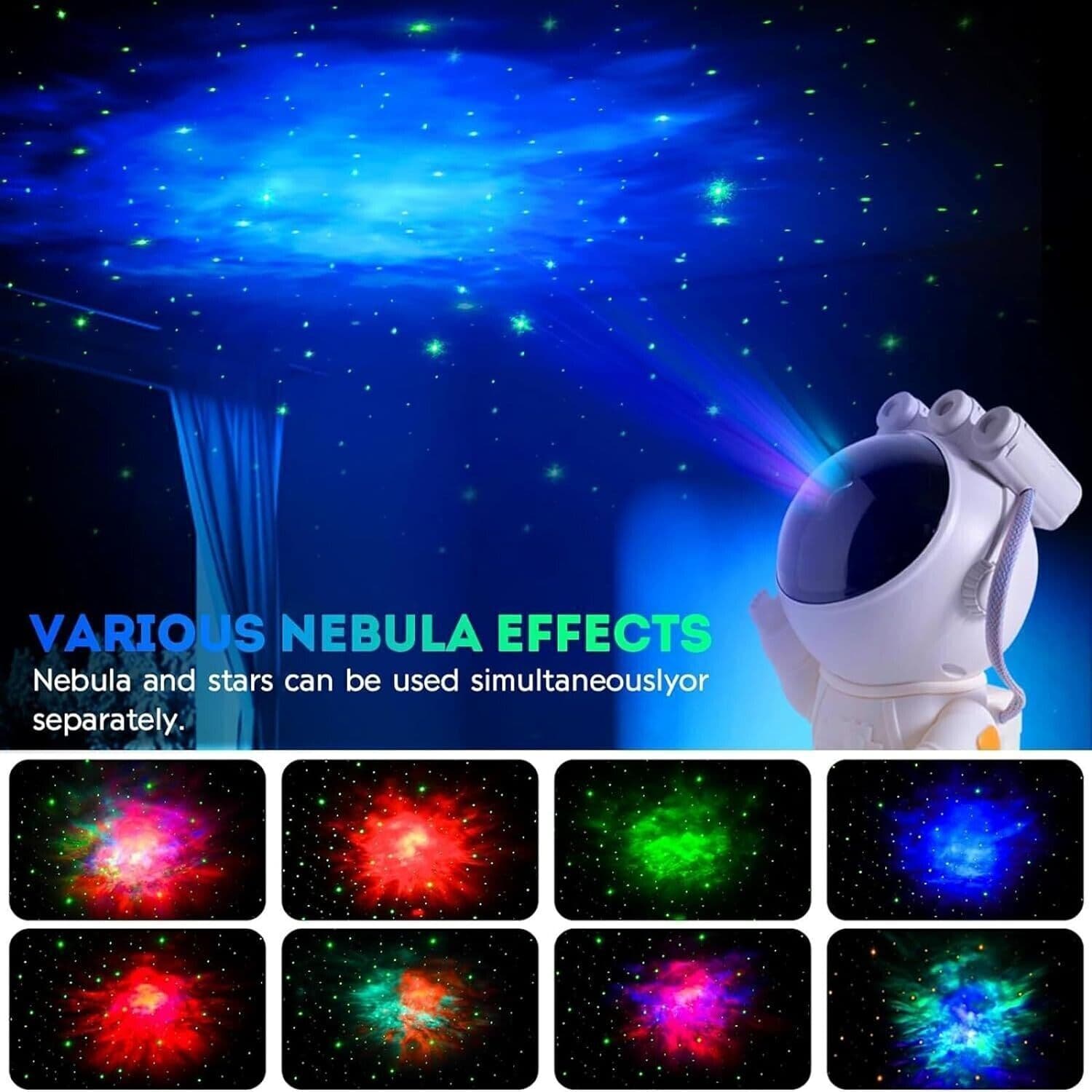 Luce Notturna a forma di astronauta, Proiettore con Nebulosa, Timer in Luci notturne per bambini CL Store - Battipaglia, commercioVirtuoso.it