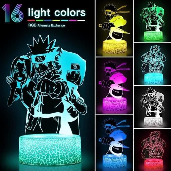 Lampada a LED Naruto 3D Illusion + 4 disegni 16 cambi di colore e telecomando in Luci notturne per bambini CL Store - Battipaglia, commercioVirtuoso.it