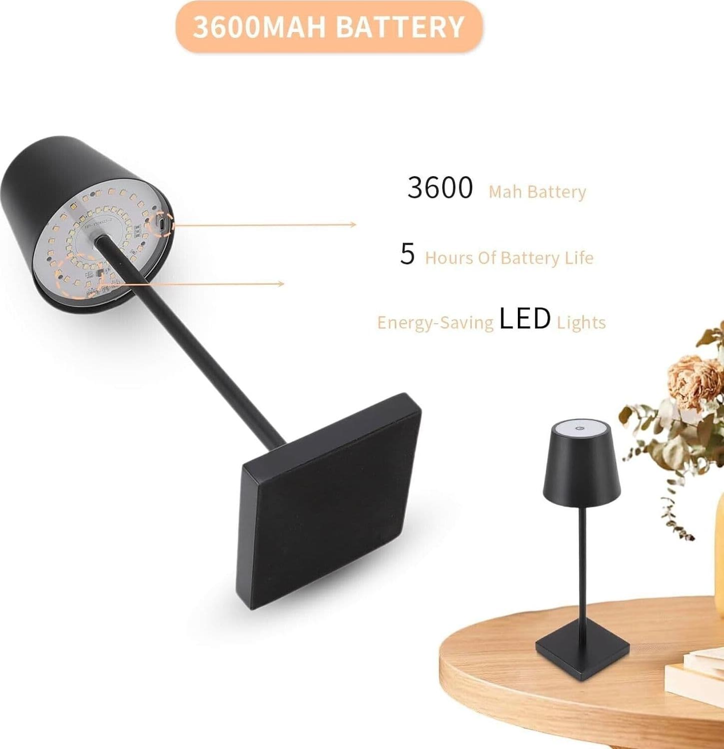 Lampada da Tavolo Senza Fili, Lampada da Tavolo a LED Ricaricabile, Batteria in Lampade da tavolo e abat-jour CL Store - Battipaglia, commercioVirtuoso.it