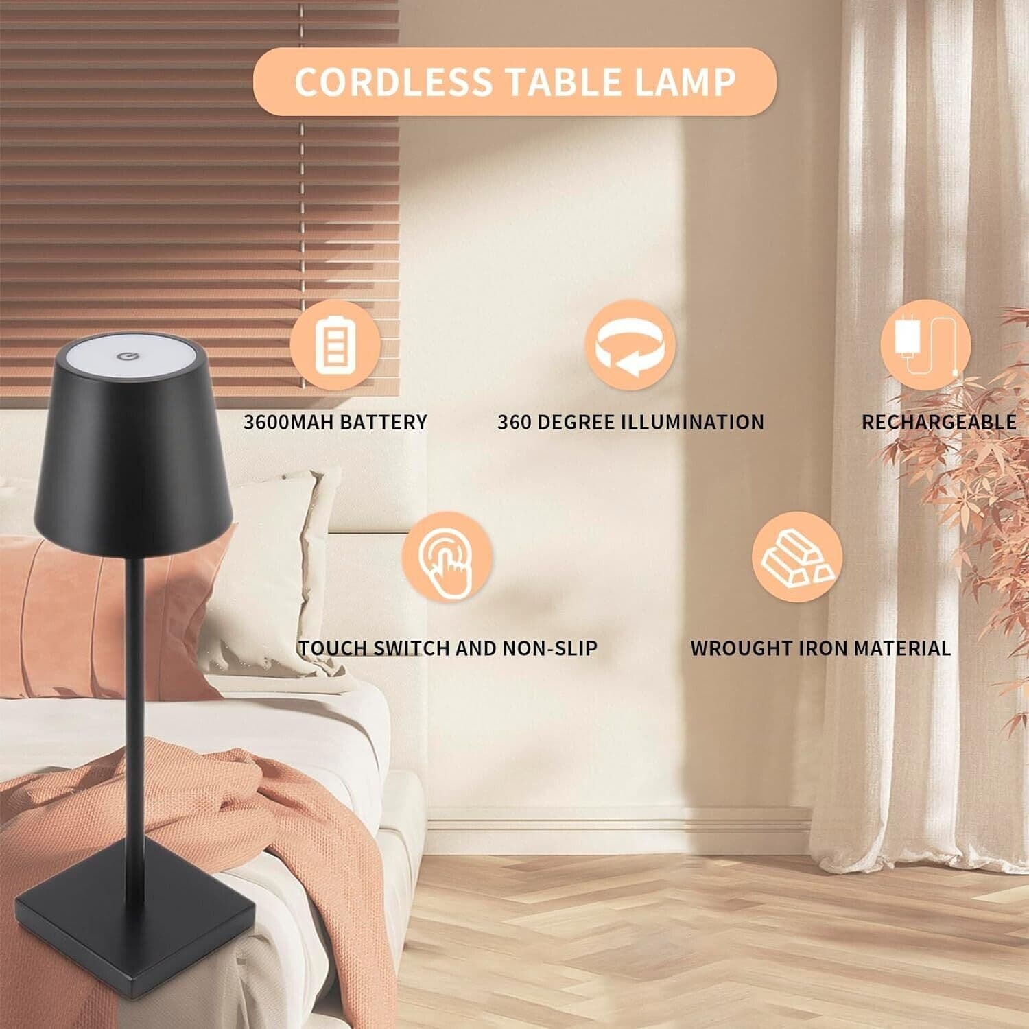 Lampada da Tavolo Senza Fili, Lampada da Tavolo a LED Ricaricabile, Batteria in Lampade da tavolo e abat-jour CL Store - Battipaglia, commercioVirtuoso.it