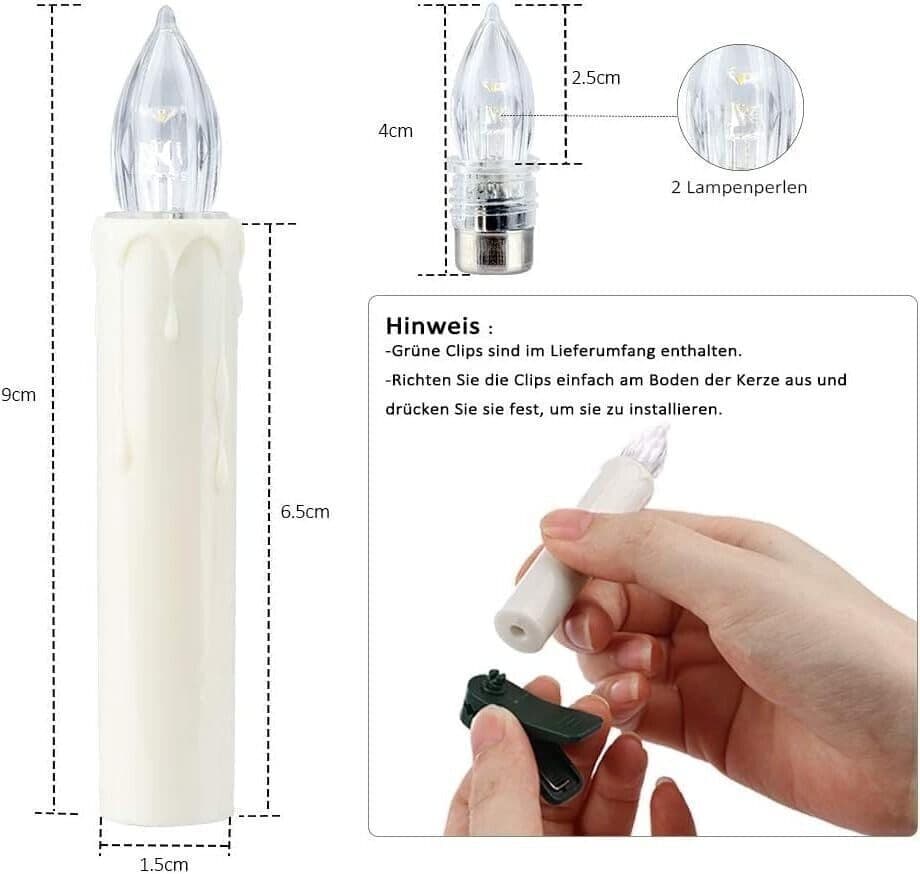 Candele con telecomando, batterie AA e clip impermeabile per feste (30 luci) in Candele LED CL Store - Battipaglia, commercioVirtuoso.it