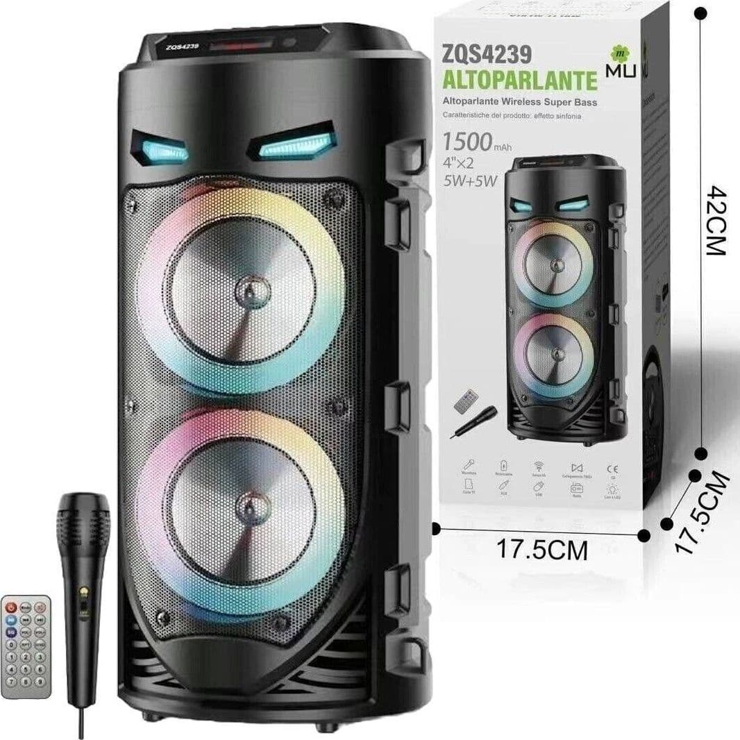 Diffusore portatile cassa bluetooth mp3 karaoke usb aux 10 watt 1500mah ZQS4239 in Monitor CL Store - Battipaglia, commercioVirtuoso.it