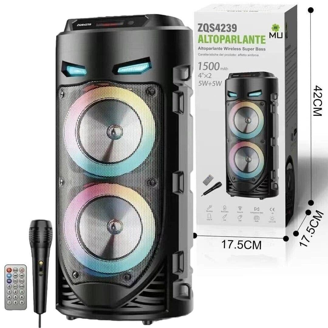 Diffusore portatile cassa bluetooth mp3 karaoke usb aux 10 watt 1500mah ZQS4239 in Monitor CL Store - Battipaglia, commercioVirtuoso.it