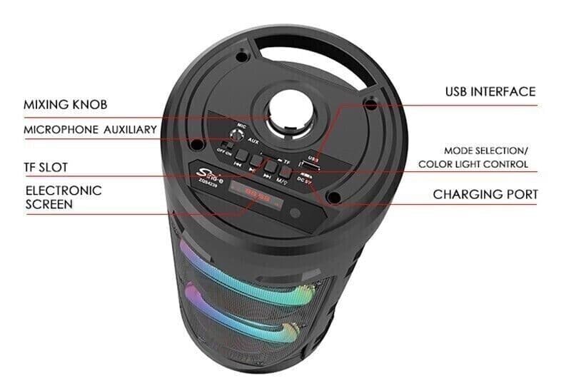 Diffusore portatile cassa bluetooth mp3 karaoke usb aux 10 watt 1500mah ZQS4239 in Monitor CL Store - Battipaglia, commercioVirtuoso.it