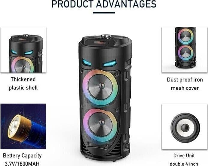 Diffusore portatile cassa bluetooth mp3 karaoke usb aux 10 watt 1500mah ZQS4239 in Monitor CL Store - Battipaglia, commercioVirtuoso.it