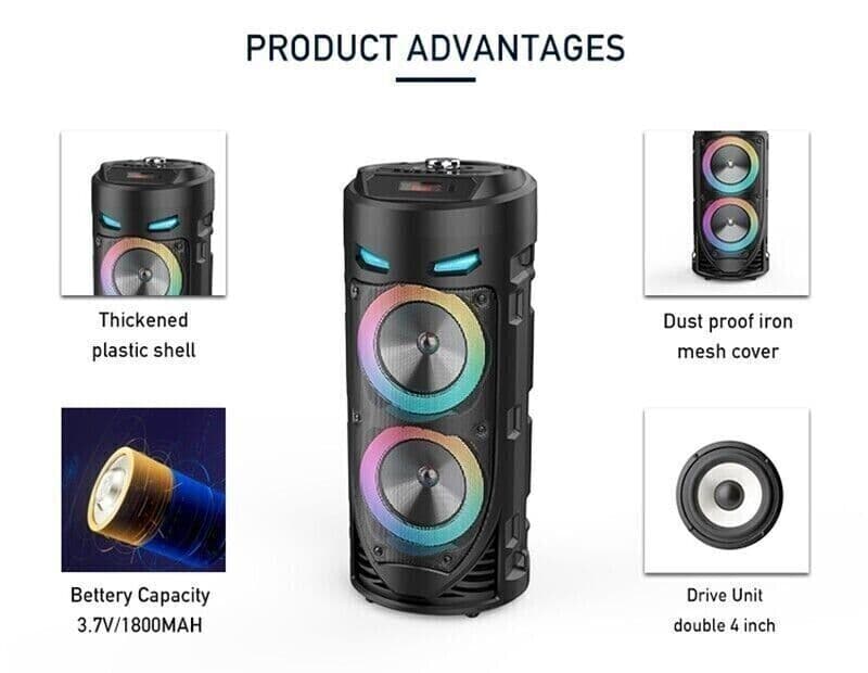 Diffusore portatile cassa bluetooth mp3 karaoke usb aux 10 watt 1500mah ZQS4239 in Monitor CL Store - Battipaglia, commercioVirtuoso.it