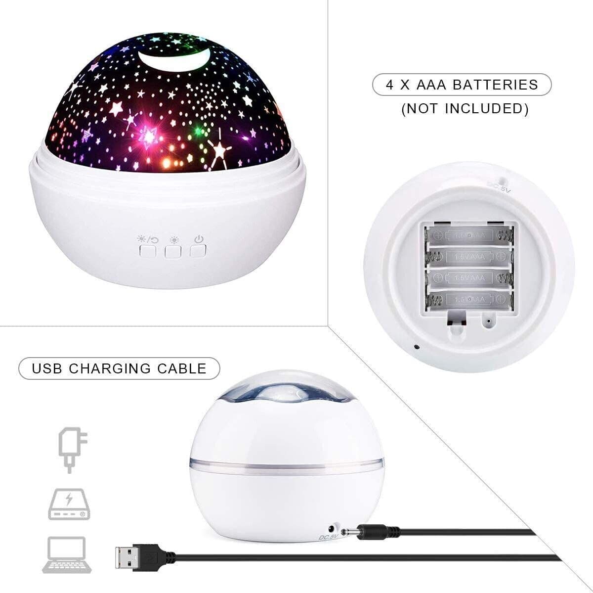 Lampada proiettore a forma di stella, girevole, a LED, proiettore per bambini in Luci notturne per bambini CL Store - Battipaglia, commercioVirtuoso.it