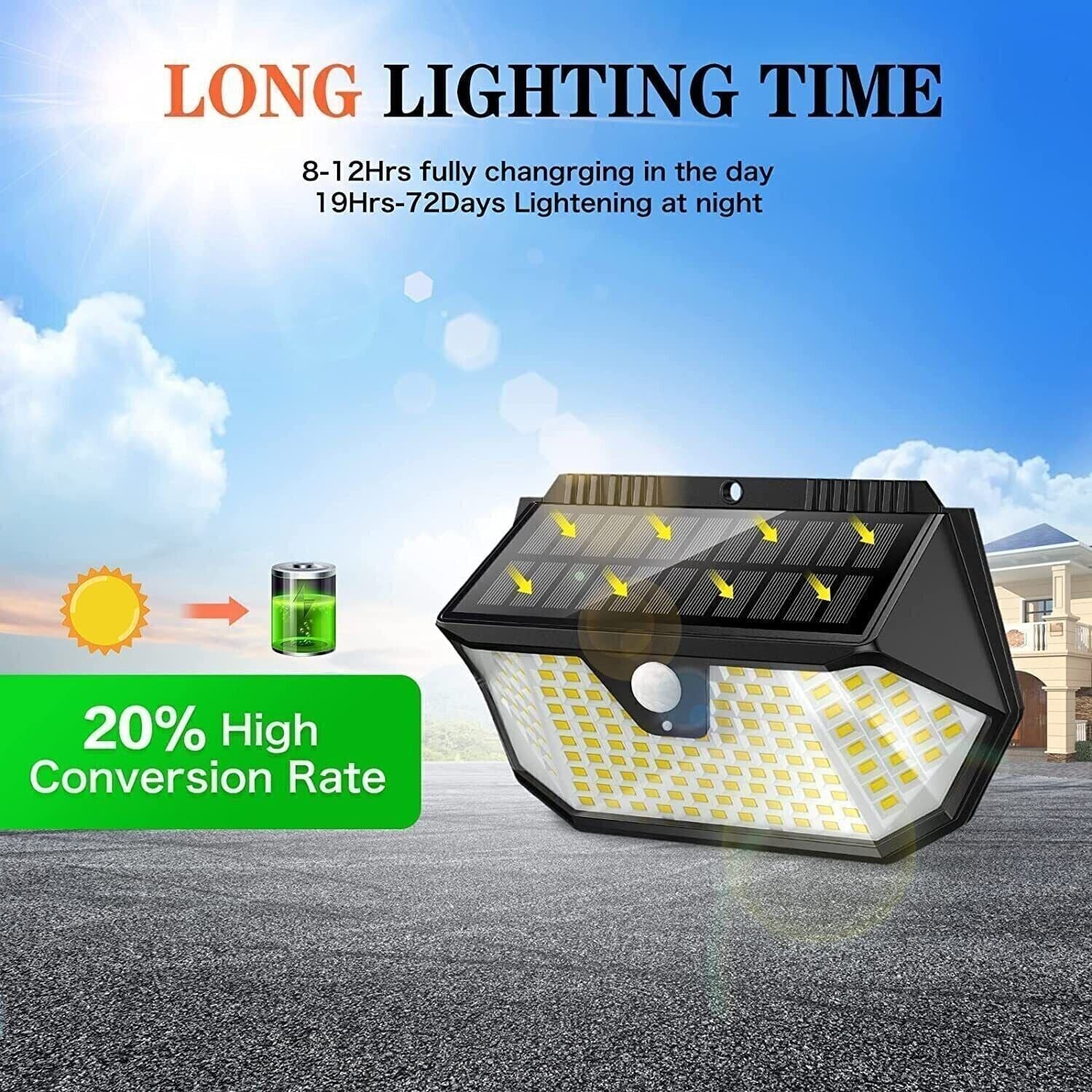Luce solare con sensore di movimento 137 LED, 1200 lumen, 3 modalità in Lampade da parete CL Store - Battipaglia, commercioVirtuoso.it