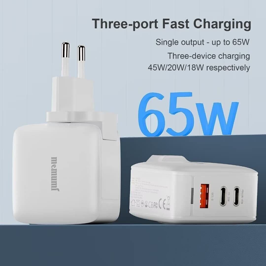 Caricatore memumi 65W USB C & USB A, 3 Porte Alimentatore per MacBook in Caricabatterie da muro CL Store - Battipaglia, commercioVirtuoso.it