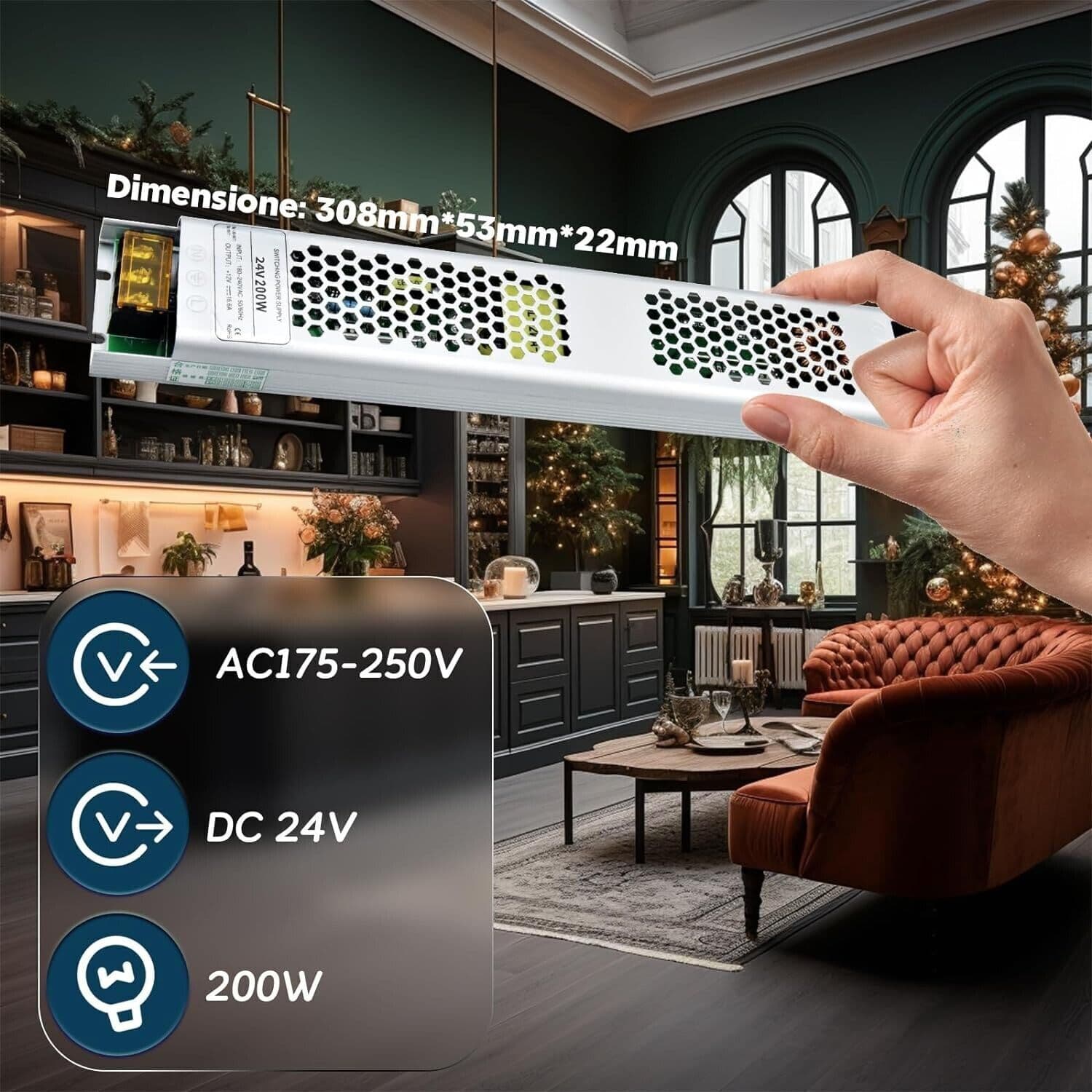 Alimentatore LED 24V 200W, Trasformatore 220V 24V AC ,Tensione Costante in Trasformatori CL Store - Battipaglia, commercioVirtuoso.it