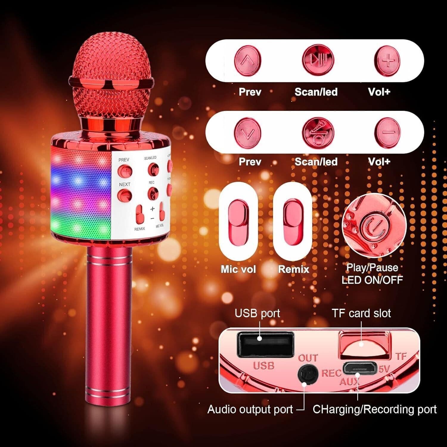 Microfono Karaoke Bluetooth, Microfono bambini, Microfoni Wireless LED Flash in Console Karaoke CL Store - Battipaglia, commercioVirtuoso.it