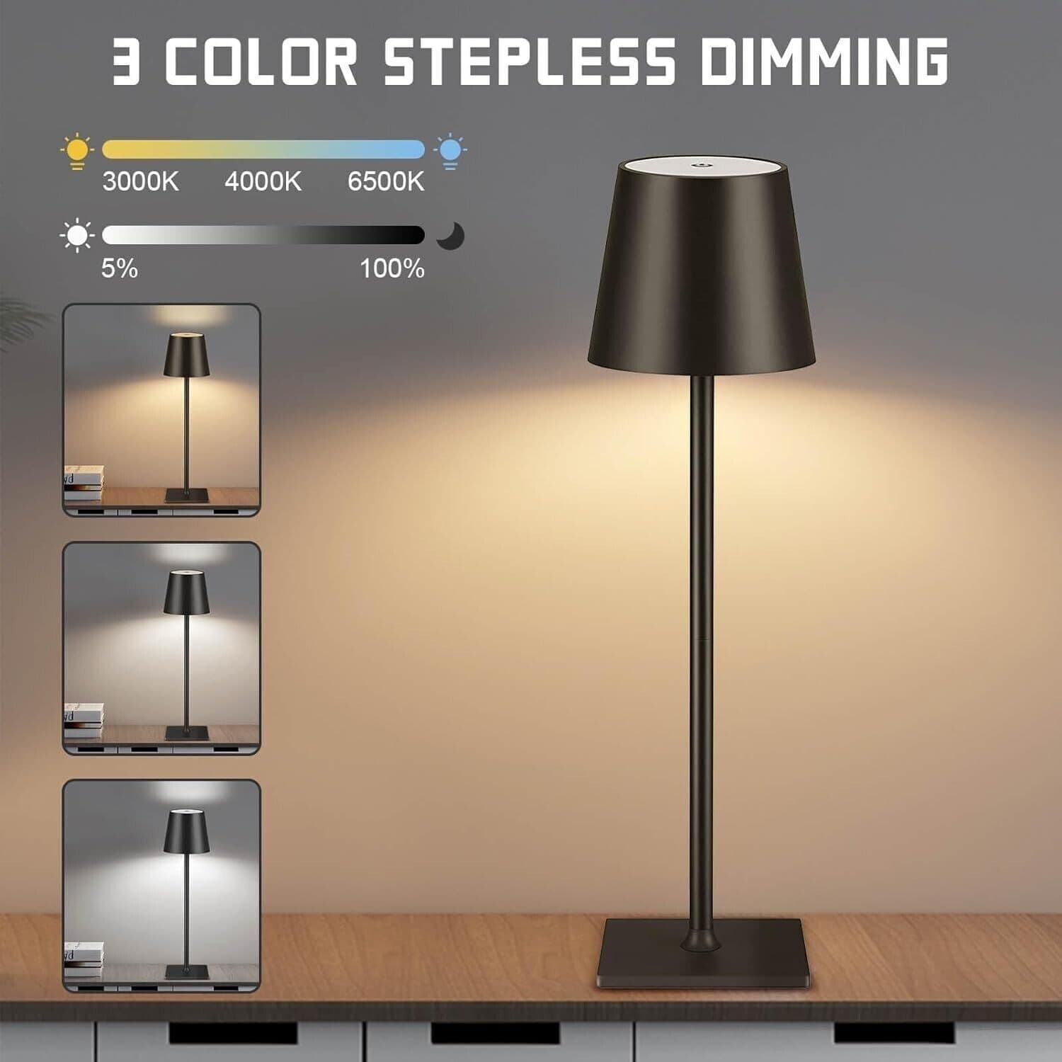 Lampada da tavolo senza fili, lampada da tavolo a LED portatile, lampada in Lampade da tavolo e abat-jour CL Store - Battipaglia, commercioVirtuoso.it