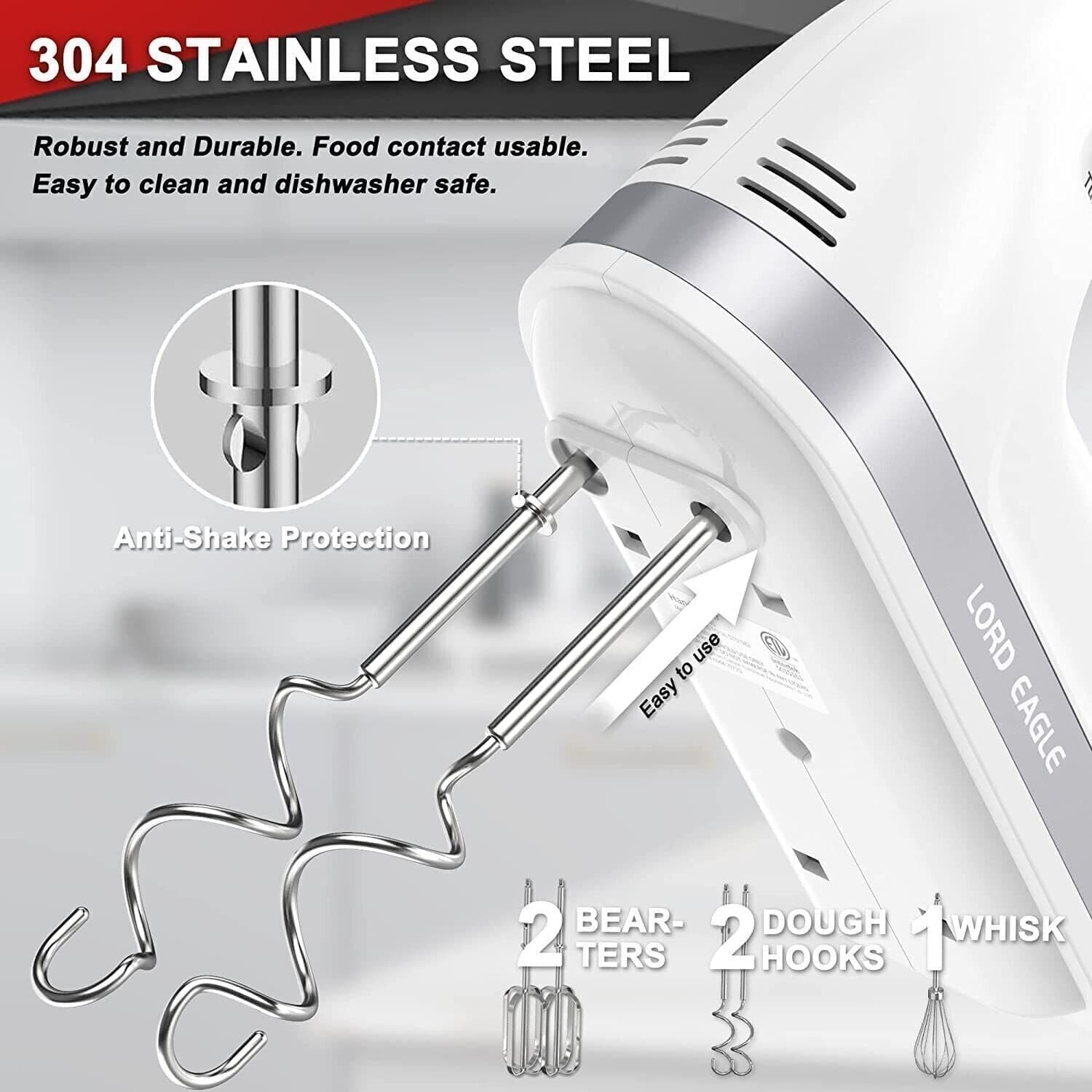 Frullatore a mano, 300 W, frullatore elettrico per preparare torte, crema per uo in Frullatori ad immersione e minipimer CL Store - Battipaglia, commercioVirtuoso.it