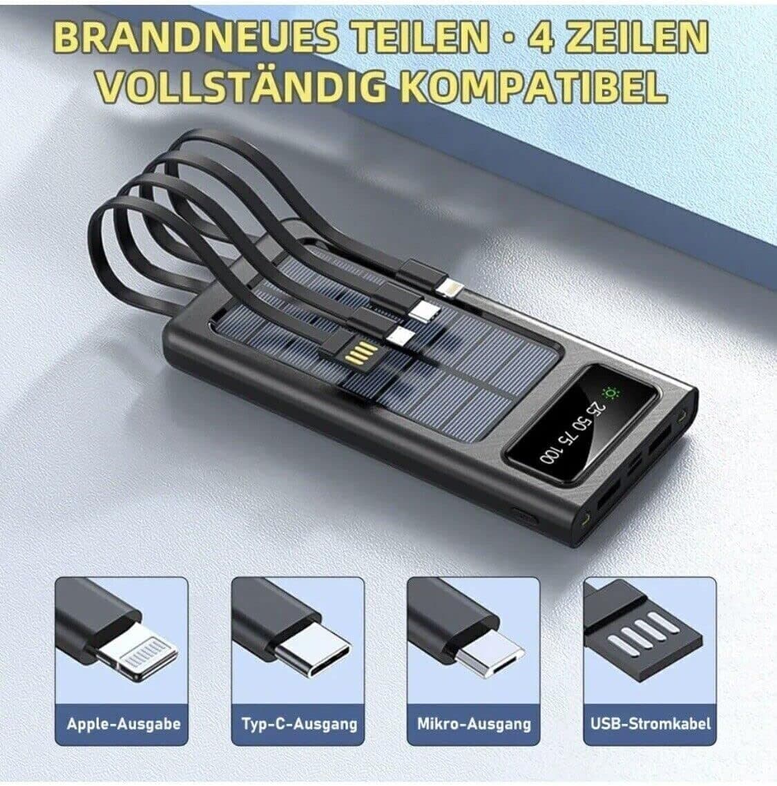 Power bank solare caricabatteria per cellulari e tablet da 50000mAh con cavi in Caricabatterie portatile CL Store - Battipaglia, commercioVirtuoso.it