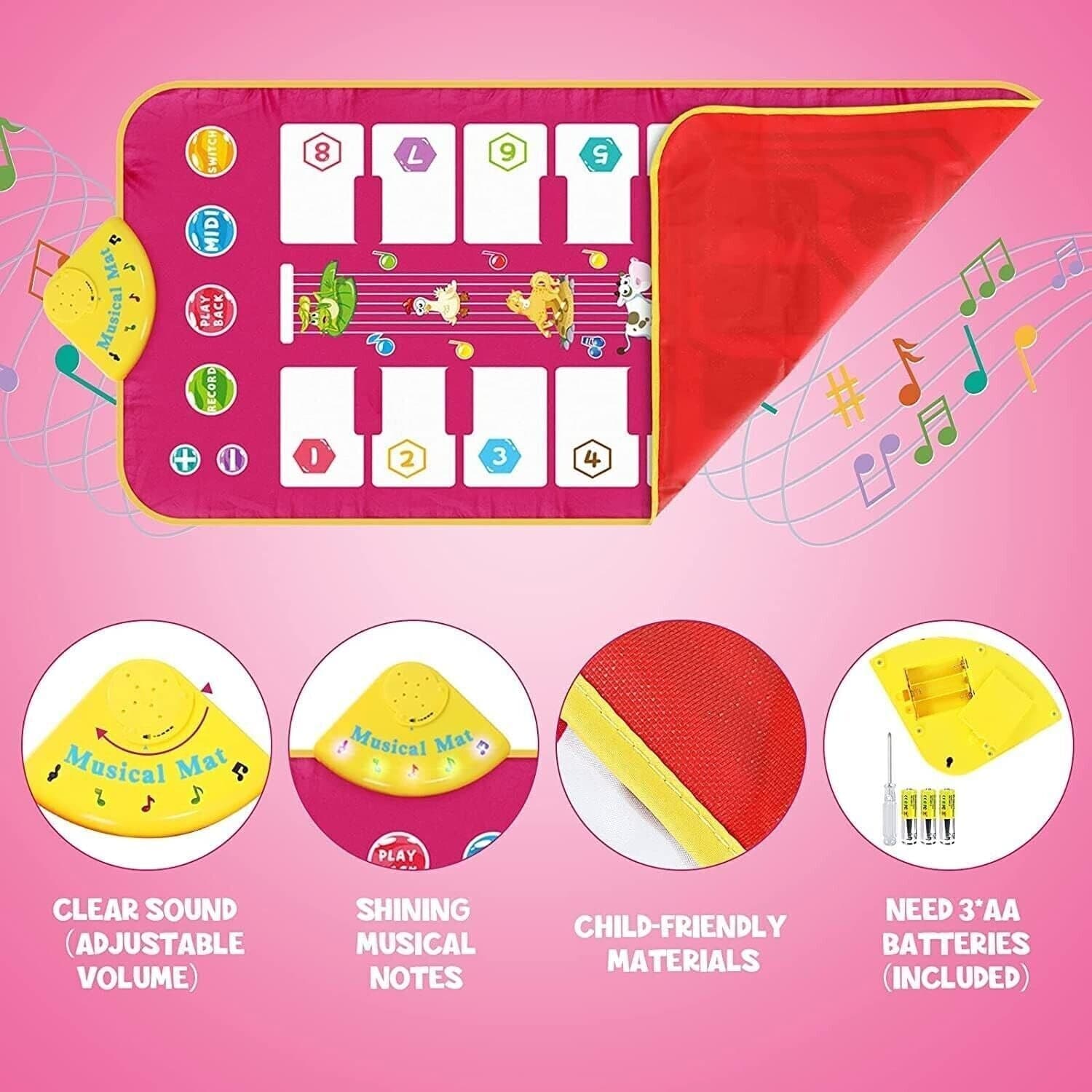 Tappetino Musicale per Pianoforte per Bambini Bilaterale Tastiera 16 Tasti e 7 Versi Animali in Tappetini da ballo CL Store - Battipaglia, commercioVirtuoso.it