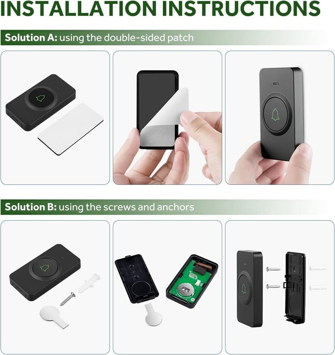 Campanello per porta wireless, mini, impermeabile, con 52 melodie, 5 livelli vol in Citofoni CL Store - Battipaglia, commercioVirtuoso.it