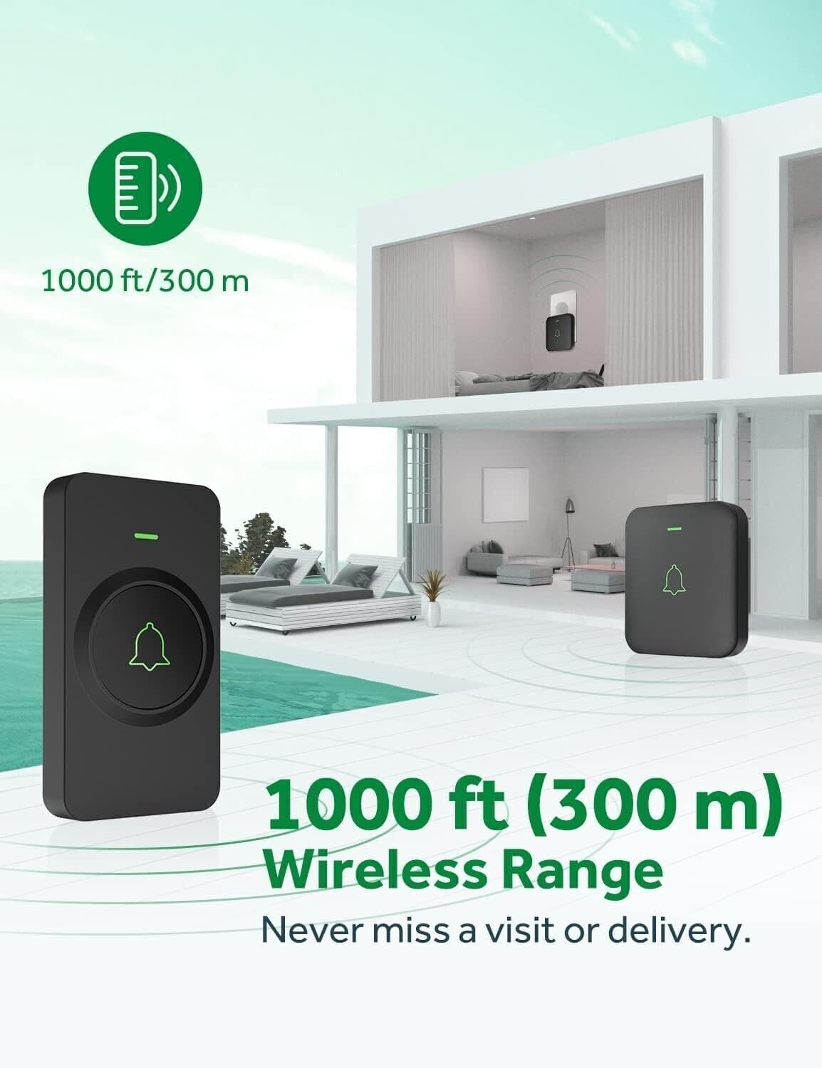 Campanello per porta wireless, mini, impermeabile, con 52 melodie, 5 livelli vol in Citofoni CL Store - Battipaglia, commercioVirtuoso.it