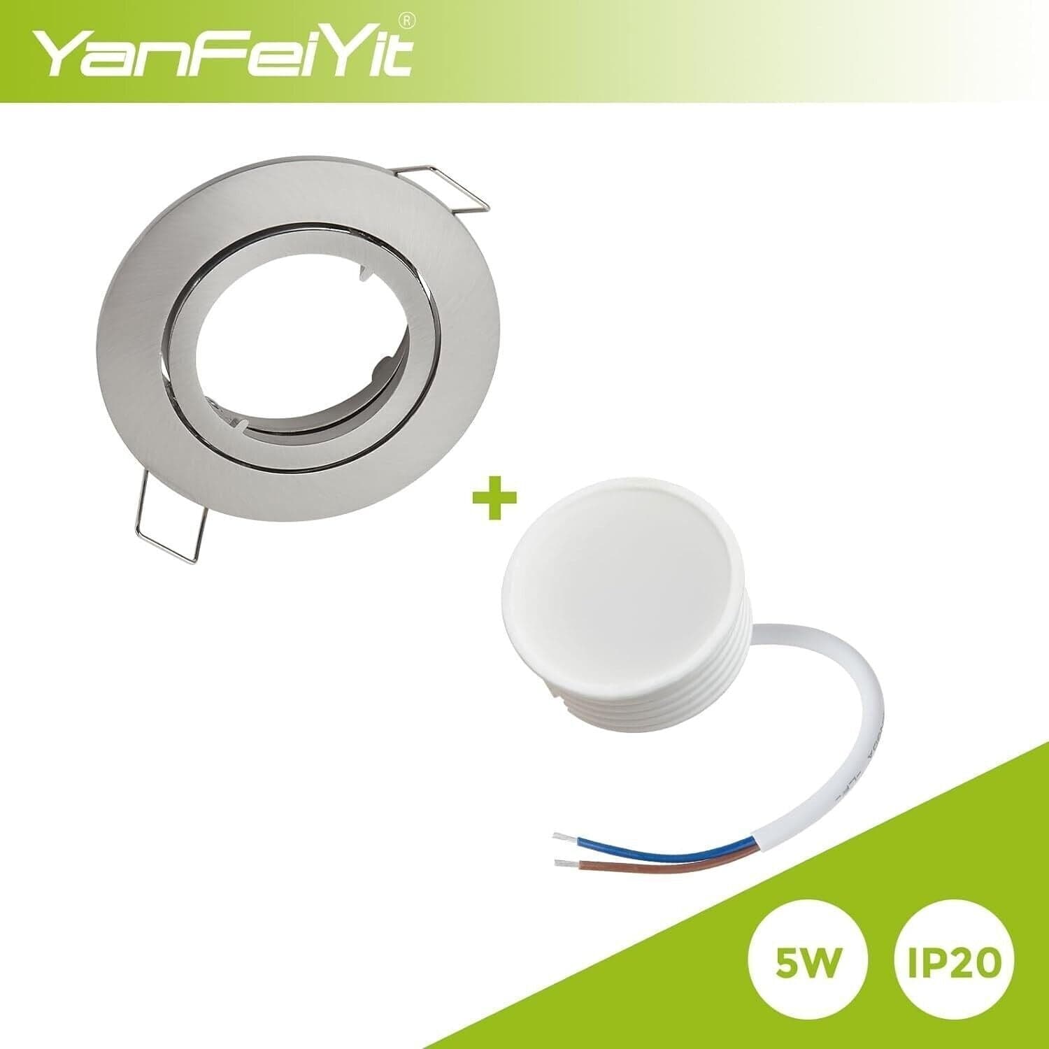 YanFeiYit 5 faretti da incasso a LED, rotondi, cromati opachi, 5 Watt, bianco in Faretti da soffitto CL Store - Battipaglia, commercioVirtuoso.it