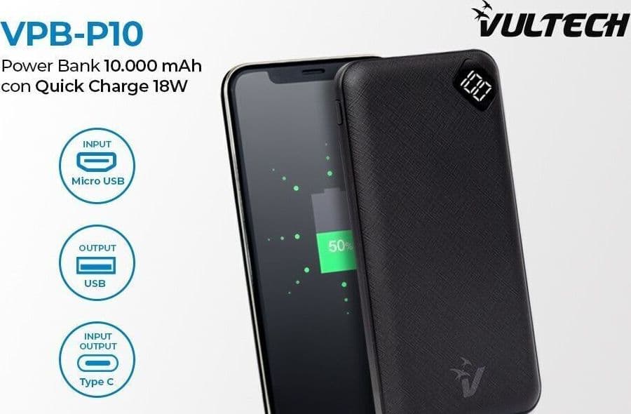 Vultech VPB-P10 batteria portatile ai Polimeri di litio (LiPo) 10.000 mAh Nero in Batterie CL Store - Battipaglia, commercioVirtuoso.it