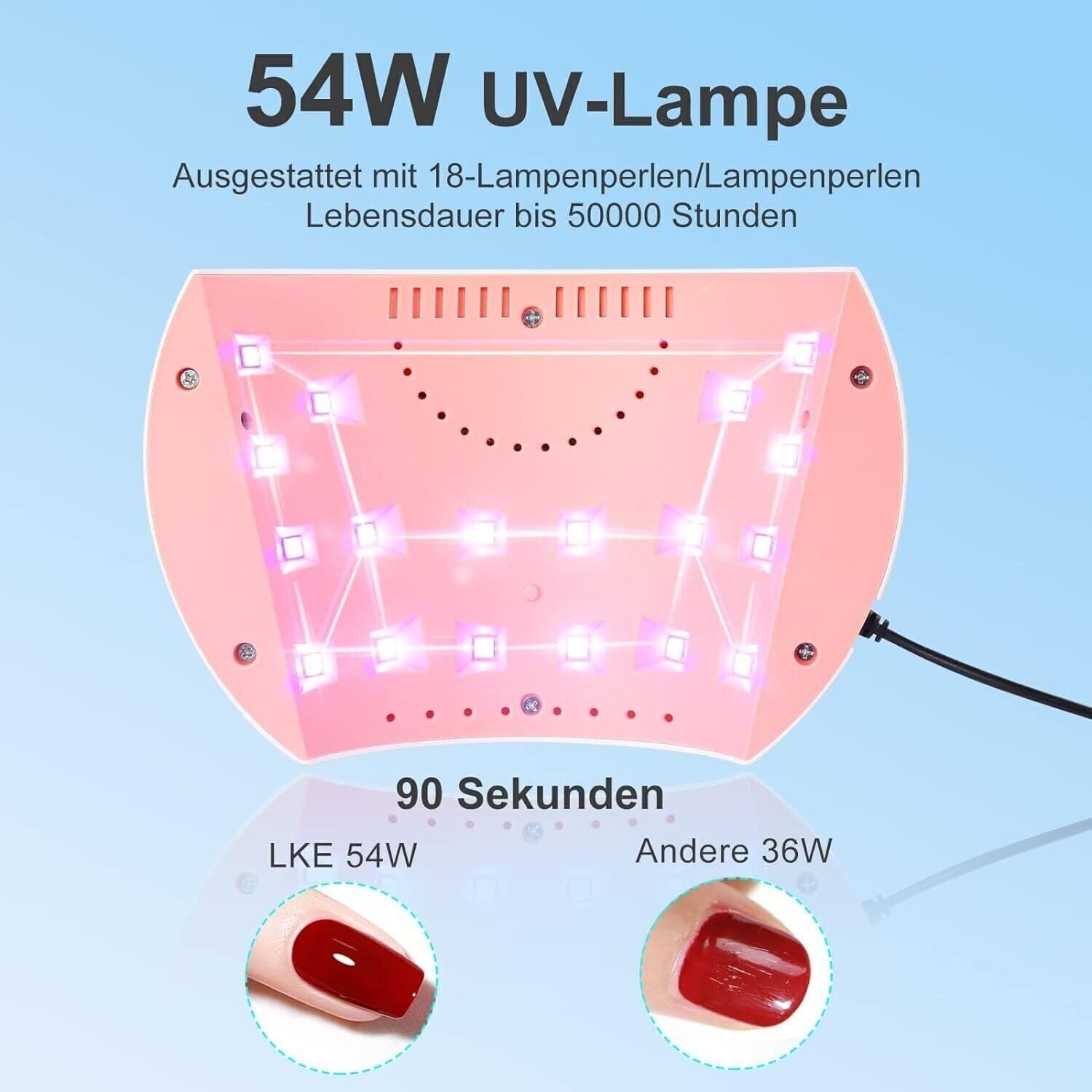 Lampada UV da 54 W per unghie in gel, lampada UV con 3 timer e ricarica USB in Asciuga unghie e lampade UV CL Store - Battipaglia, commercioVirtuoso.it