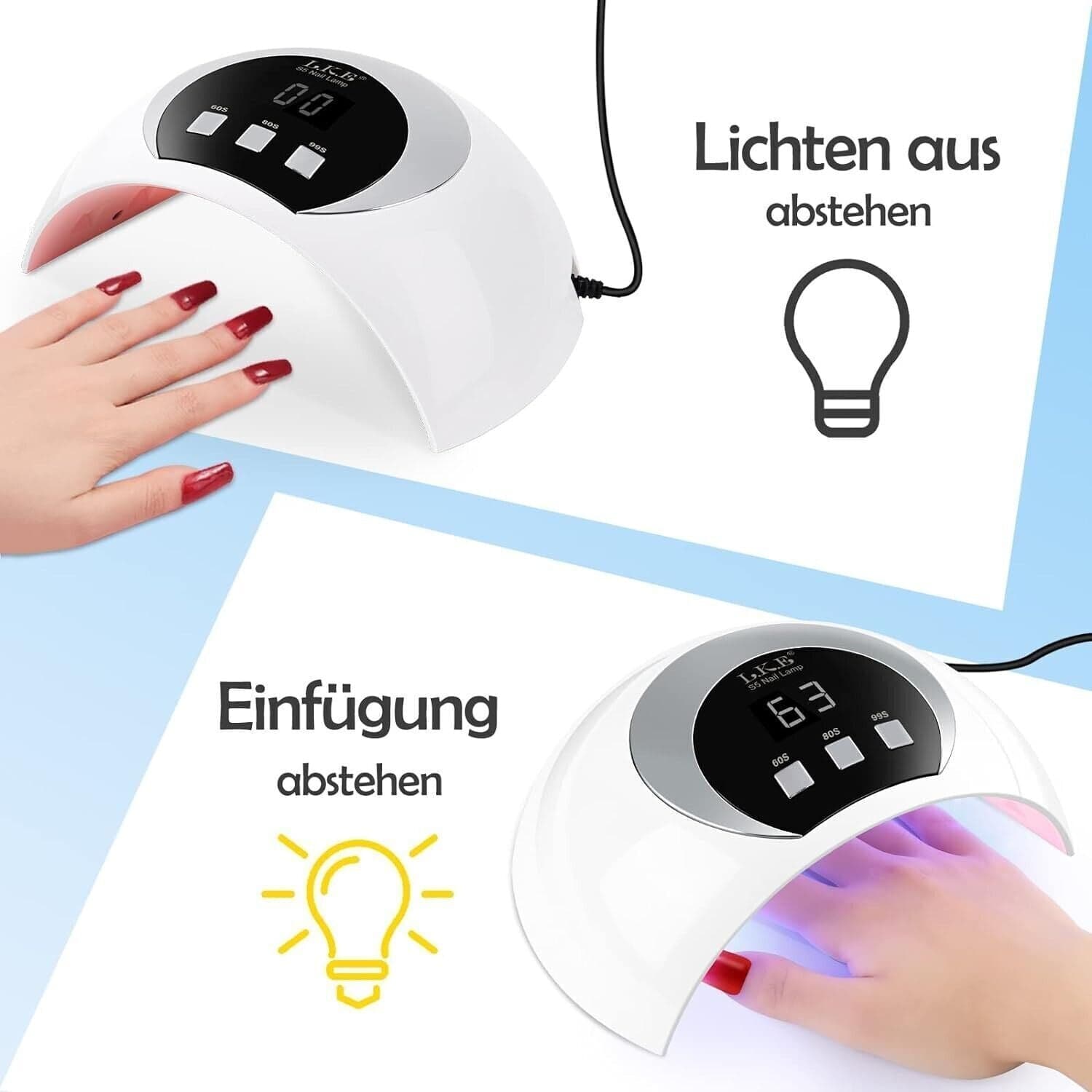 Lampada UV da 54 W per unghie in gel, lampada UV con 3 timer e ricarica USB in Asciuga unghie e lampade UV CL Store - Battipaglia, commercioVirtuoso.it