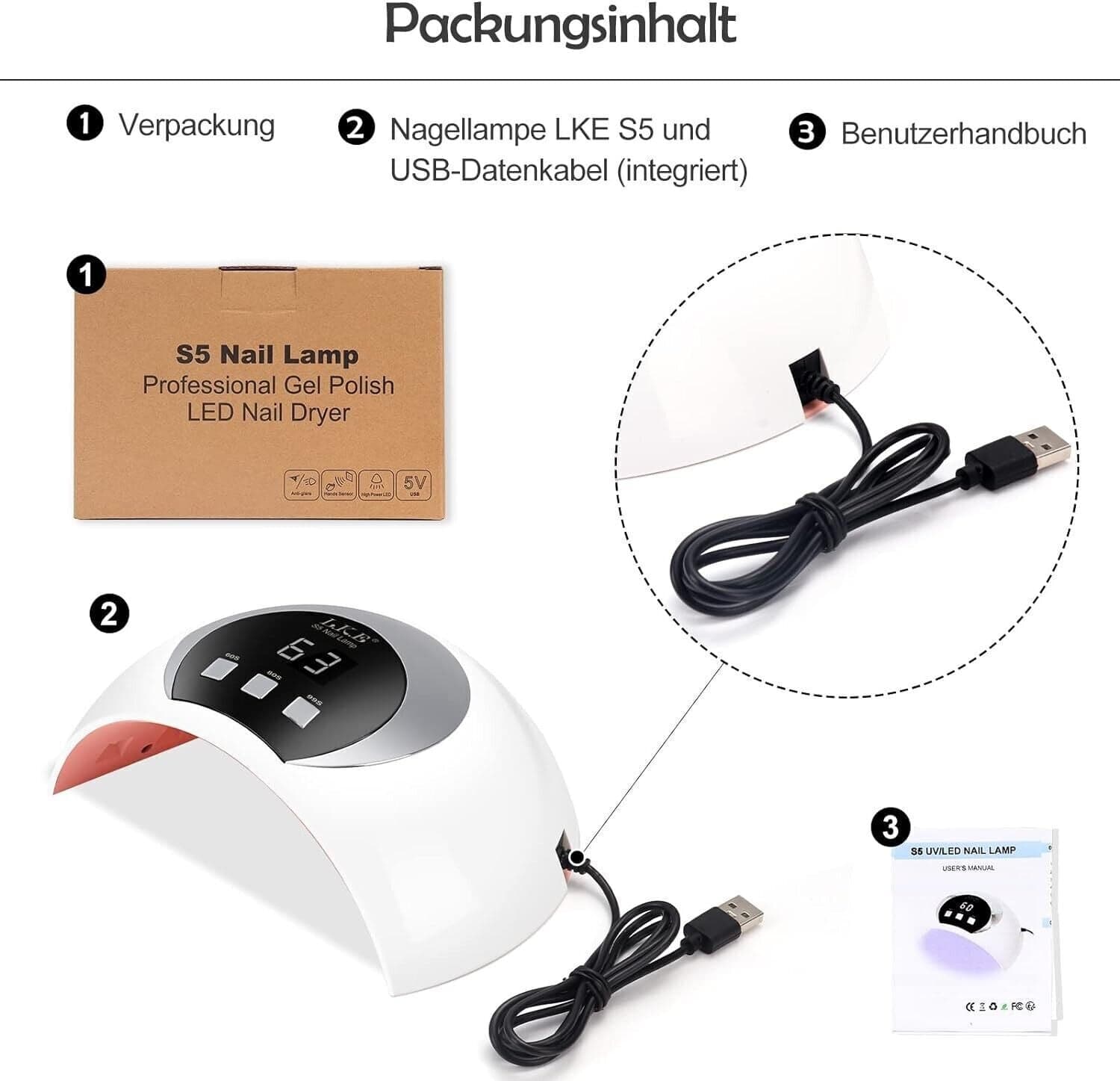 Lampada UV da 54 W per unghie in gel, lampada UV con 3 timer e ricarica USB in Asciuga unghie e lampade UV CL Store - Battipaglia, commercioVirtuoso.it
